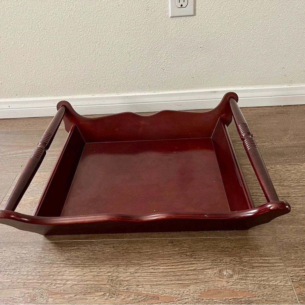 Wooden Serving Tray in Dark Cherry
